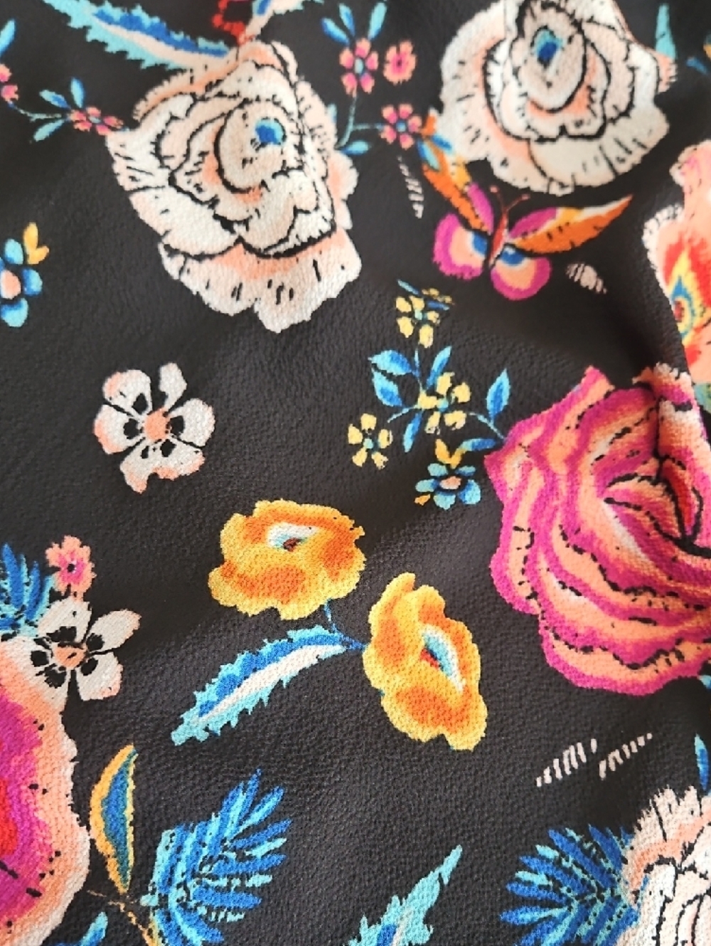 Lily Rose Black Shift Cold Shoulder Dress Gorgeous Floral Print MED - Picture 14 of 14